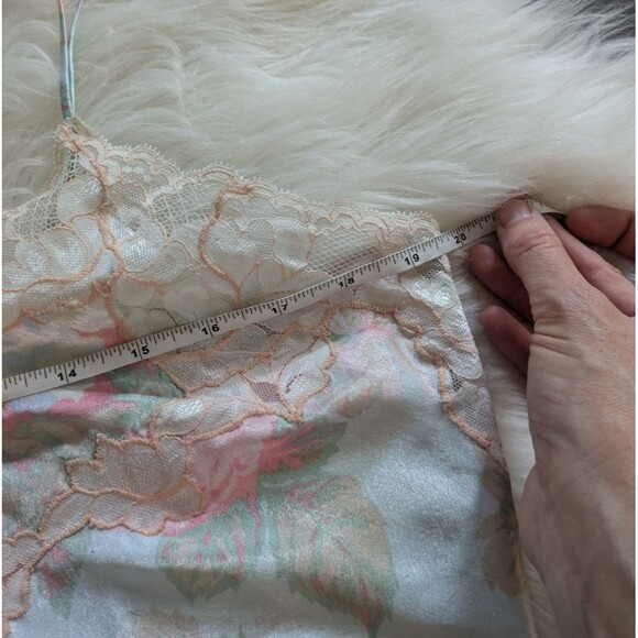 Vintags Victoria Secret Gold Label Night Gown Slip Midi Dress Floral Lace 90s L - Picture 7 of 7